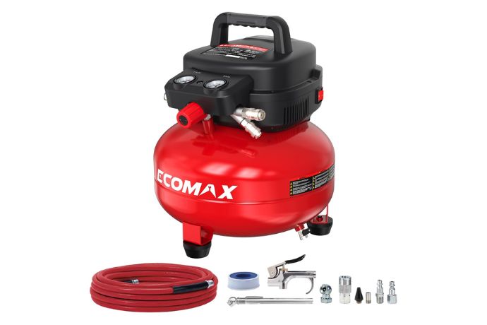 ECOMAX Air Compressor 6 Gallon 150 PSI Pancake Portable Oil-free Tank