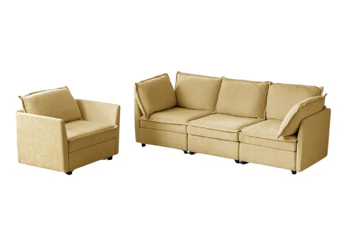 HULALA HOME Modern Chenille Sofa Set – Space-Saving Cloud Comfort with Smart Storage for Small Apartments