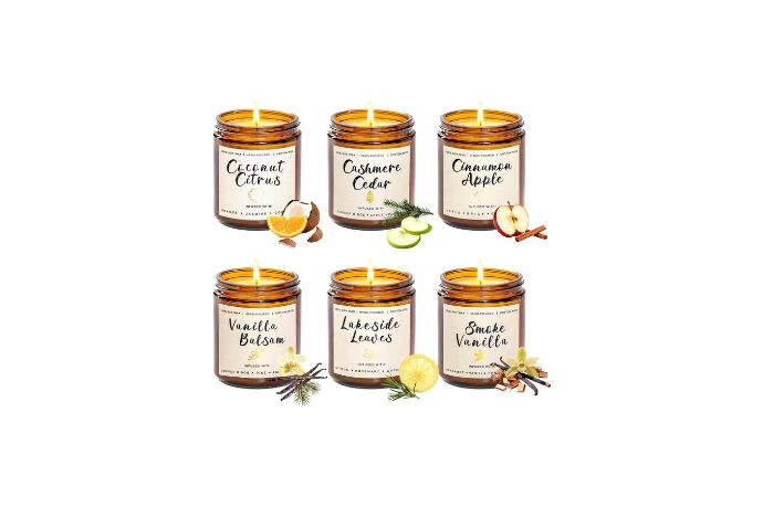 Holiday Candle Gift Set for Women – 6 Pack 7oz Winter Scented Soy Candles