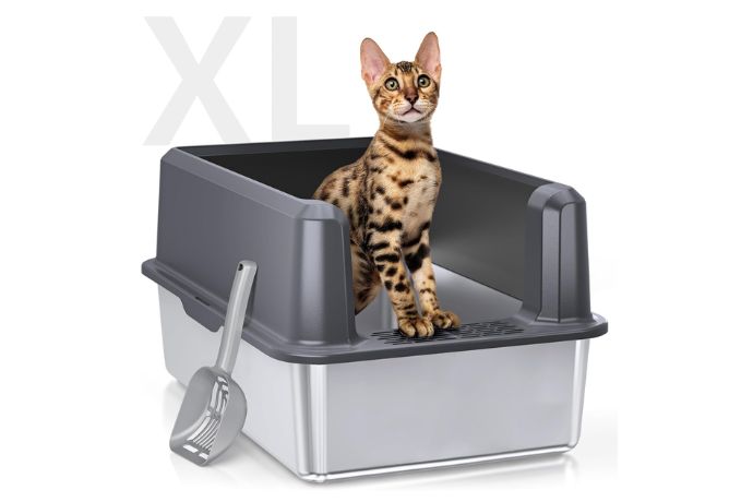 WoofiGo Enclosed Stainless Steel Cat Litter Box