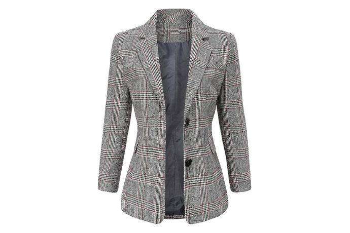 ebossy Women's Notch Lapel 2 Button Blazer